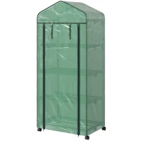 Outsunny Portable Greenhouse, Outdoor Hot House Plant Flower Greenhouse with 4 Tier Shelves, PE Cover, Green(m-11)