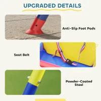 Qaba 3 in 1 Toddler Swing Set, Folding Child Swing Set with Seat Belt, Adjustable Seat for Outdoor Indoor, Blue(m-7)