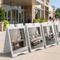 Vinsetto A Frame Sandwich Board Signs Outdoor 22" x 28" Sidewalk Sign with Weighted Tank & Weatherproof Design, White(m-9)