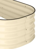 Outsunny 4.9' x 2' x 1' Galvanized Raised Garden Bed Kit, Metal Planter Box with Safety Edging, Cream(m-8)