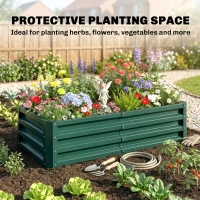 Outsunny Galvanized Raised Garden Bed, Outdoor Planter Box for Vegetables, Flowers, Herbs, 4' x 2' x 1', Dark Green(m-6)