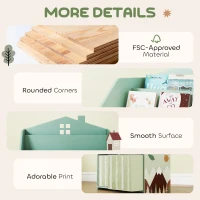 Qaba Kids Bookshelf with Storage, Toy Storage Unit with Book Display, Shelves and Fabric Drawers for Playroom Nursery, Green(m-7)