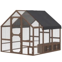 PawHut Large Wooden Chicken Coop for 8-10 Hens, Walk-in Chicken Run with Waterproof Cover, Nesting Boxes and Perches(m-1)
