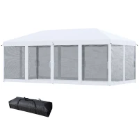 Outsunny 10' x 20' Pop Up Canopy Tent with Netting, Heavy Duty Instant Sun Shelter, Large Tents for Parties with Carry Bag for Outdoor, Garden, Patio, Cream White(m-11)