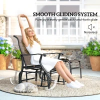 Outsunny Outdoor Glider with Ottoman, Patio Glider Chair Set with High Back, Wide Seat for Porch, Garden, Backyard, Brown(m-4)