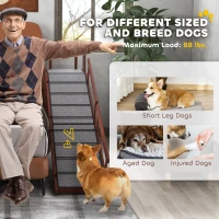 PawHut Wooden Dog Ramp with Removable Guardrails, Non-Slip Surface, 70.5" Long, Brown(m-4)