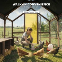 PawHut Large Wooden Chicken Coop for 8-10 Hens, Walk-in Chicken Run with Waterproof Cover, Nesting Boxes and Perches(m-5)