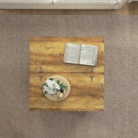 HOMCOM Farmhouse Coffee Table with Storage, Large Square Coffee Table for Living Room Furniture, Wooden Center Table(m-7)