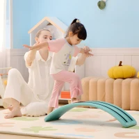 Qaba 32.3" Balance Board, Wobble Board for Kids & Toddlers, Montessori Waldorf Toy for Ages 3-6 Years Old, Blue(m-9)