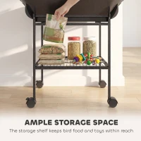 PawHut 64"H Rolling Bird Playground Parrot Stand with Seed Guard & Wheels, Ladders, Swing, Toy Hook & Bowls(m-8)