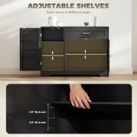 HOMCOM 44" Modern Kitchen Storage Cabinet with Drawer, Adjustable Shelves, Small Kitchen Pantry with Door Racks, Black(m-6)