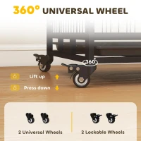 PawHut 36" Heavy Duty Dog Crate with Removable Tray, Lockable Wheels and Double Door, for Medium and Large Dogs, Black(m-4)