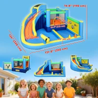 Qaba Bouncy Castle for Kids, Inflatable Bounce House with Slide, Pool (Ball Pit), Ball Shooting and Blower for Indoor Outdoor(m-3)