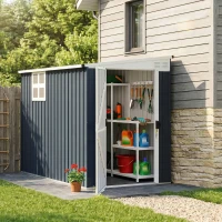 Outsunny 4' x 8' Outdoor Storage Shed, Metal Garden Shed with Window, 2 Vents and Lockable Door for Backyard, Garden, Patio(m-8)