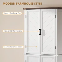 HOMCOM 70" Tall Kitchen Storage Cabinet Modern Farmhouse Pantry Cabinet with 4 Chevron Doors and 4 Adjustable Shelves, White(m-6)