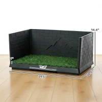 PawHut Dog Grass Pad with High Walls and Tray, Indoor Potty Tray for Puppy Training, Pee Pad Holder with Artificial Grass(m-3)