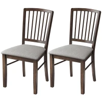 HOMCOM Dining Chairs Upholstered Kitchen Chairs with Rubberwood Legs Set of 2, Burn Brown(m-1)