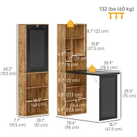 HOMCOM Fold-out Convertible Office Desk, Wall Mount Computer Desk with Blackboard and Side Shelf, Rustic Brown(m-3)