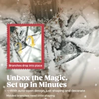 HOMCOM 9 ft Artificial Frosted Christmas Tree with Realistic Branches, Wide Full Spruce, Hinged Xmas Tree, Easy Assembly(m-6)