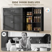 HOMCOM 44" Modern Kitchen Storage Cabinet with Drawer, Adjustable Shelves, Small Kitchen Pantry with Door Racks, Black(m-5)