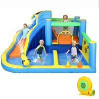 Qaba Bouncy Castle for Kids, Inflatable Bounce House with Slide, Pool (Ball Pit), Ball Shooting and Blower for Indoor Outdoor(m-2)