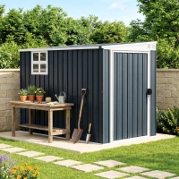 Outsunny 4' x 8' Outdoor Storage Shed, Metal Garden Shed with Window, 2 Vents and Lockable Door for Backyard, Garden, Patio(m-10)