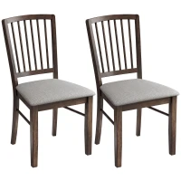 HOMCOM Dining Chairs Upholstered Kitchen Chairs with Rubberwood Legs Set of 2, Burn Brown(m-11)