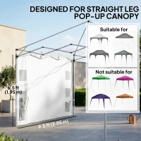 Outsunny Instant Canopy Sidewall with 4 Storage Bag for 10 x 10 ft Straight Leg Pop Up Canopies, 1 Pack Sidewall Only, White(m-5)