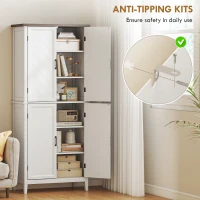 HOMCOM 70" Tall Kitchen Storage Cabinet Modern Farmhouse Pantry Cabinet with 4 Chevron Doors and 4 Adjustable Shelves, White(m-7)