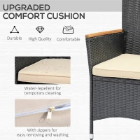 Outsunny 7 Pieces Outdoor Dining Set for 6, PE Wicker Rattan Patio Furniture Set with High-Back Armchairs, Glass Table Top(m-5)