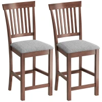 HOMCOM Counter Height Bar Stools with Padded Seat, High Back Kitchen Chairs Set of 2 for Dining Room, Gray and Dark Brown(m-11)