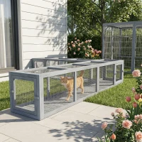PawHut Wooden Cat Run with Weather Protection, Connecting Inside and Outside, 79"L x 15"W x 15"H, Dark Gray(m-10)