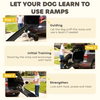 PawHut Folding Dog Ramp for Car, 61 Inches Portable Pet Ramp with Non Slip Frosted Surface, Raised Side Rails(m-5)