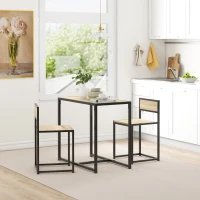 HOMCOM Dining Table Set, Industrial Dining Set for 2, Kitchen Table and Chairs for Small Space, Dining Room Table with Chairs(m-1)