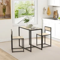 HOMCOM Dining Table Set, Industrial Dining Set for 2, Kitchen Table and Chairs for Small Space, Dining Room Table with Chairs(m-9)