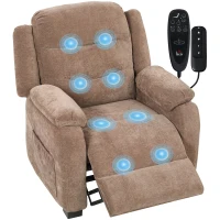 HOMCOM Massage Recliner Chair, Power Recliner with Quiet Brushless Motor, Remote, Pockets, 2 Memory Positions, Brown(m-11)