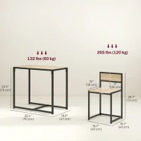 HOMCOM Dining Table Set, Industrial Dining Set for 2, Kitchen Table and Chairs for Small Space, Dining Room Table with Chairs(m-3)