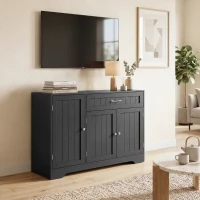 HOMCOM 44" Modern Kitchen Storage Cabinet with Drawer, Adjustable Shelves, Small Kitchen Pantry with Door Racks, Black(m-10)