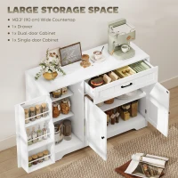 HOMCOM 44" Modern Kitchen Storage Cabinet with Drawer, Adjustable Shelves, Small Kitchen Pantry with Door Racks, White(m-4)