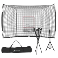 Soozier Softball and Baseball Net with Strike Zone, Tee, Caddy, and Portable Carry Bag for Pitching and Hitting Training(m-1)