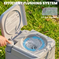 Outsunny Portable Camping Toilet, Porta Potty with 2.6 Gal Waste Tank & 2.6 Gal Flush Tank, Leak-Proof and Odourless(m-4)