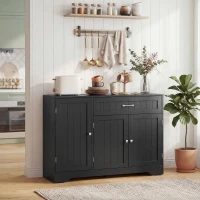 HOMCOM 44" Modern Kitchen Storage Cabinet with Drawer, Adjustable Shelves, Small Kitchen Pantry with Door Racks, Black(m-8)