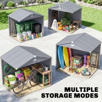Outsunny 8' x 6' Plastic Garden Storage Shed with Latch Door, Vents, Sloped Roof, Dark Grey(m-19)