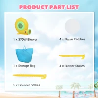 Qaba Inflatable Bounce House, 3-in-1 White Castle Bouncy House with Slide, Ball Pit and 370W Blower for Kids Ages 3-8, White(m-8)