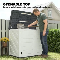 Outsunny 35 Cu.Ft Outdoor Storage Cabinet, Waterproof HDPE Outdoor Storage Shed with Lockable Doors and Openable Top(m-6)