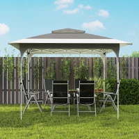 Outsunny 11.5 x 11.5 ft Pop Up Canopy Tent with 1-Button Push Easy Setup, UPF 50+ 2-Tier Instant Canopy with Carry Bag, Dark Grey(m-10)