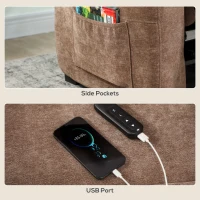 HOMCOM Massage Recliner Chair, Power Recliner with Quiet Brushless Motor, Remote, Pockets, 2 Memory Positions, Brown(m-9)