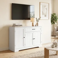 HOMCOM 44" Modern Kitchen Storage Cabinet with Drawer, Adjustable Shelves, Small Kitchen Pantry with Door Racks, White(m-10)