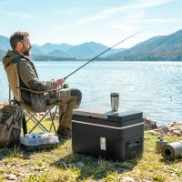 Outsunny 12 Volt Car Refrigerator, 32QT Car Fridge with App Control, 12/24V DC and 100-240V AC, Black(m-8)