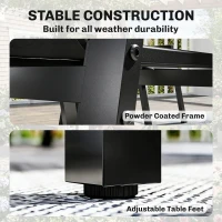 Outsunny 7 Piece Outdoor Dining Set, Rectangle Patio Table and 6 Mesh Chairs with Slatted Tabletop for Backyard, Deck, Garden(m-6)